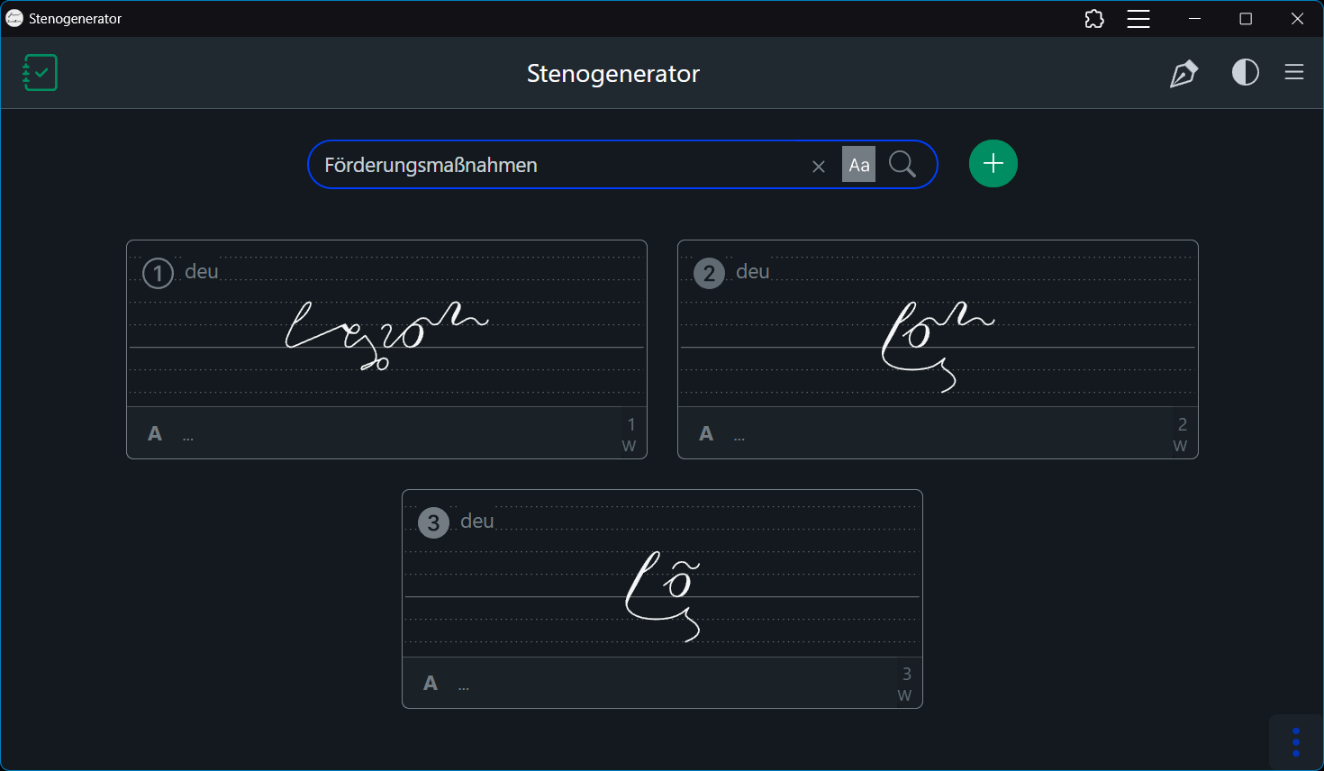 Stenogenerator: Stichwort suchen